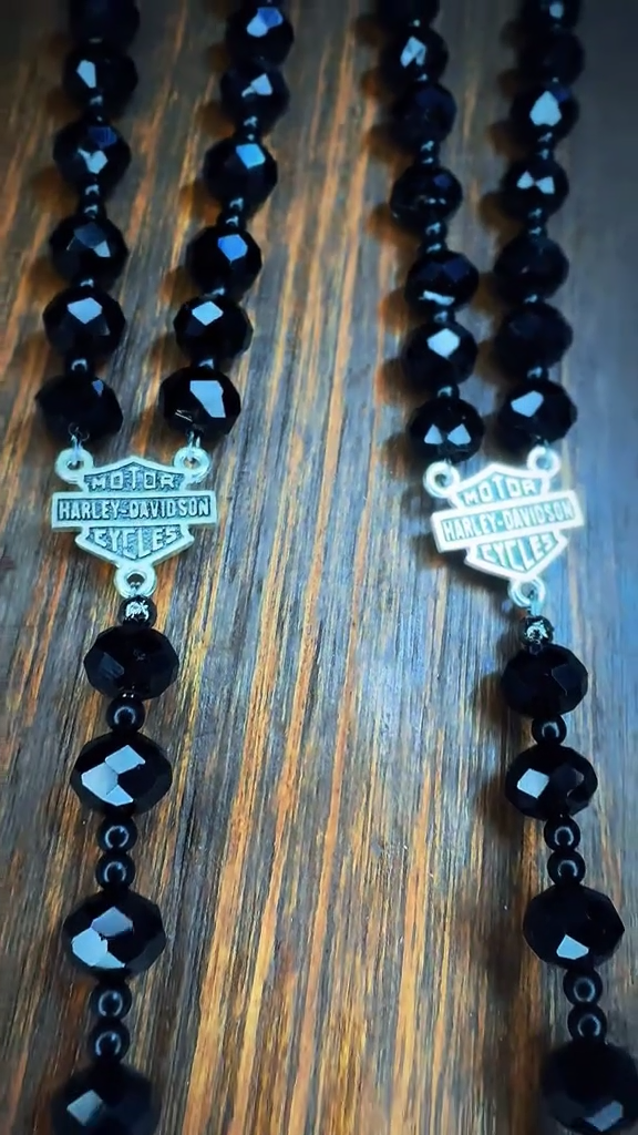 Motorcycle Theme Stone Bead Necklace